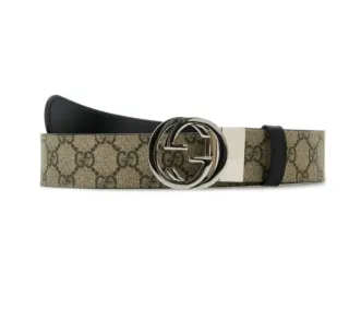 Cinturón Gucci GG Monogram Hebilla Plateada
