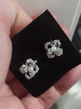 Pendientes flor plata y perla