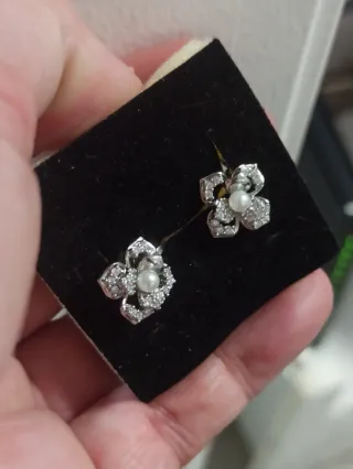 Pendientes flor plata y perla