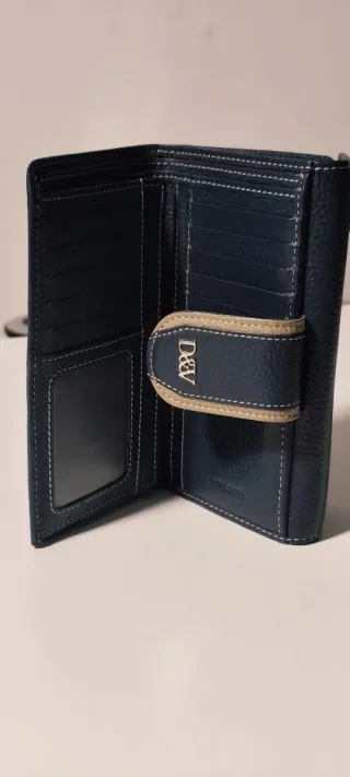 Monedero Daviletto Piel Azul Marino