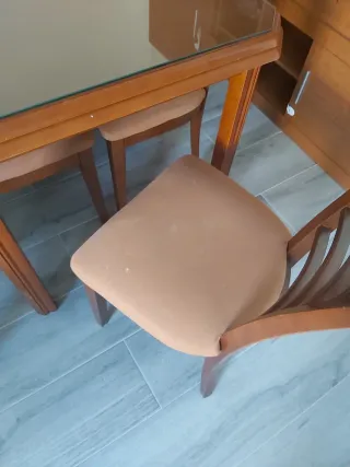 Mesa comedor y centro madera y cristal