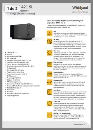 Microondas Whirlpool con Grill