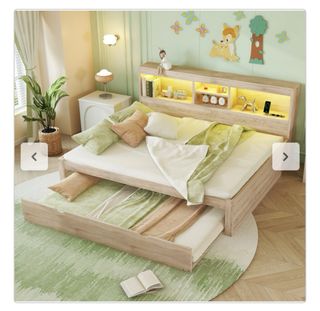 Mueble Cama con mesita de noche y led + cama nido