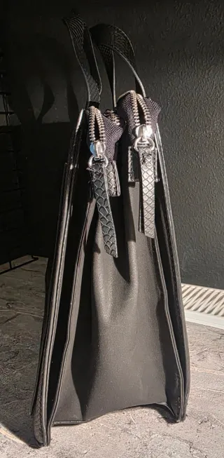 Bolso portafolio negro imitación piel