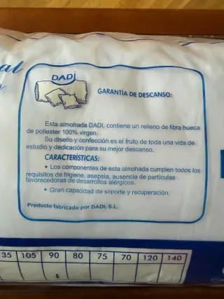 Almohada Fibra Hueca 100% Cama 90/105