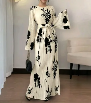 Vestido largo plisado estampado floral