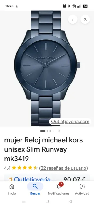 Reloj Michael Kors Slim Runway Azul