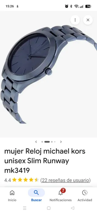 Reloj Michael Kors Slim Runway Azul