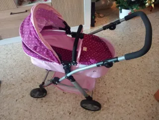 Carrito y sillita de muñecas rosa