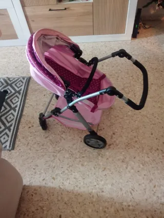 Carrito y sillita de muñecas rosa