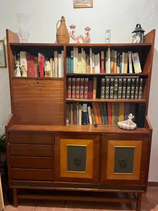 Estantería vintage madera y cristal