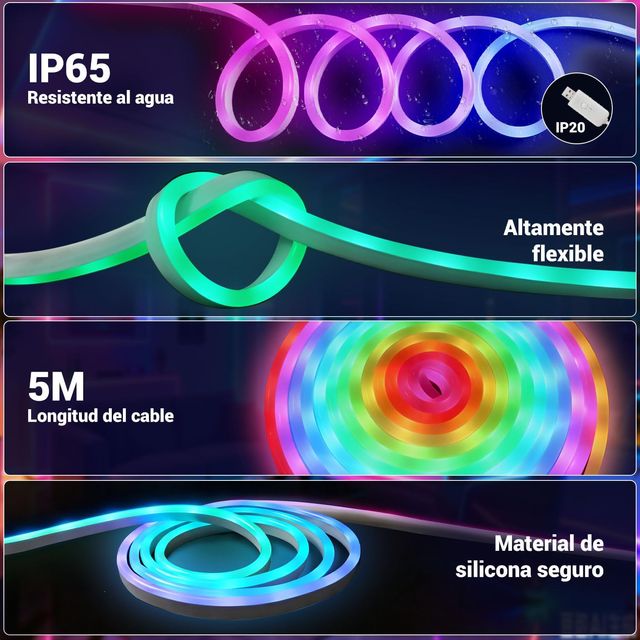 Tira LED Neón 5m RGB Bluetooth