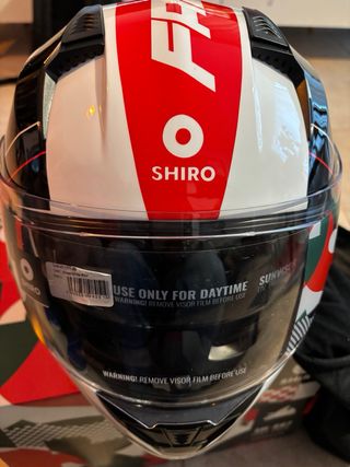 Casco de moto SHIRO blanco y rojo