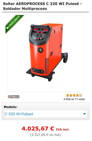 Máquina Soldar Solter C320wi Pulsado MiG/Mag