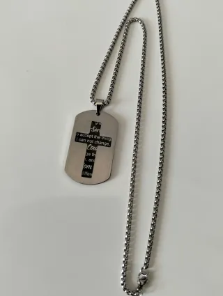 Cadena doble chapa cruz oración