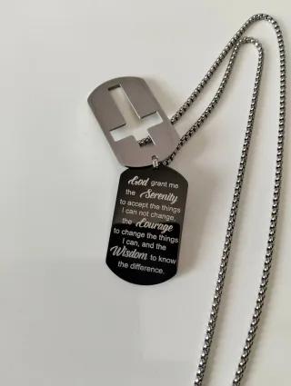 Cadena doble chapa cruz oración