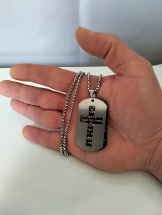 Cadena doble chapa cruz oración