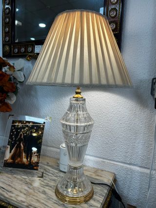 Lámpara Vintage Cristal Tallado Dorada