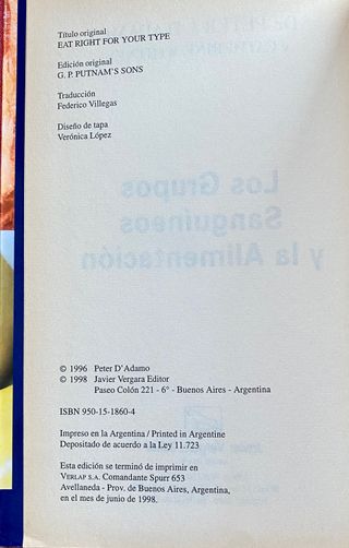 Grupos sanguineos y la alimentacion: Un program...