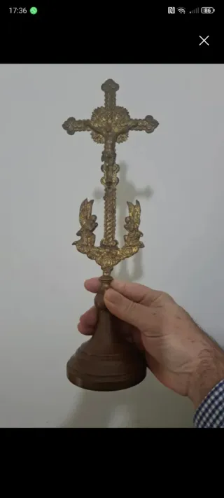 Cruz de altar francesa principios siglo XX