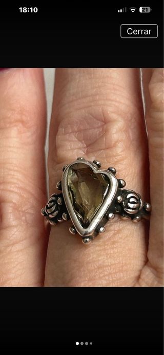 Anillo plataCorazón Piedra
