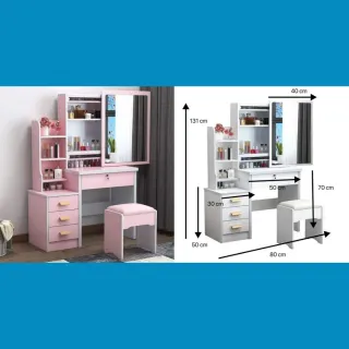 Toeletta trucco con specchio e sgabello