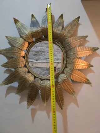 Espejo Sol Vintage Metal Dorado años 70