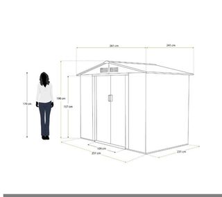 Caseta jardín metálica 241x261x198 cm (6,3 m²) Glasgow verde