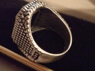 Anillo Sello Negro Plata Grande