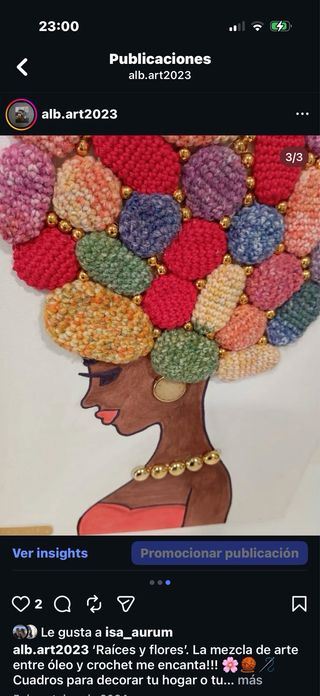 Cuadro de Mujer con Flores Crochet