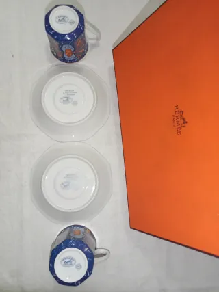 Hermès Tazzine con Piattino Hermes Marqueterie art