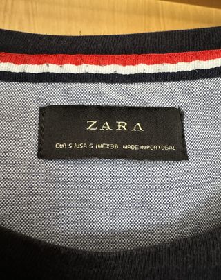 T-shirt Zara Azul com Listras