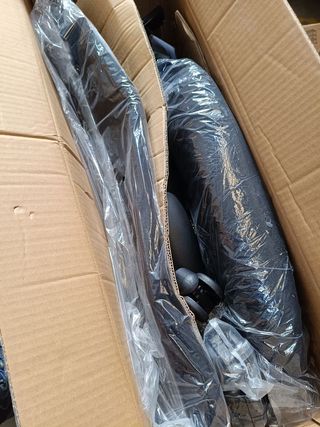 SONGMICS Silla de Oficina, Silla de Escritorio Ergonómica, Silla Giratoria, Asiento Tapizado, Ajustable en Altura e Inclinable, Carga de 120 kg, Negro Tinta OBN034B01