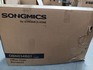 SONGMICS Silla de Oficina, Silla de Escritorio Ergonómica, Silla Giratoria, Asiento Tapizado, Ajustable en Altura e Inclinable, Carga de 120 kg, Negro Tinta OBN034B01