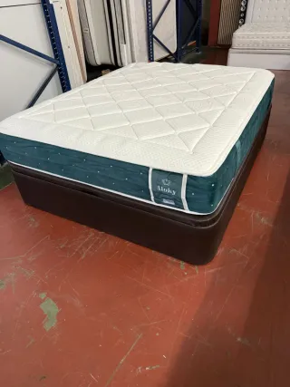 Canapé tapizado polipiel wengué 160x200 con Colcho