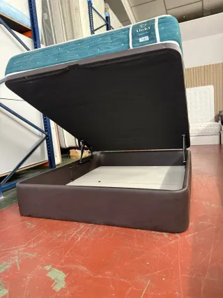 Canapé tapizado polipiel wengué 160x200 con Colcho