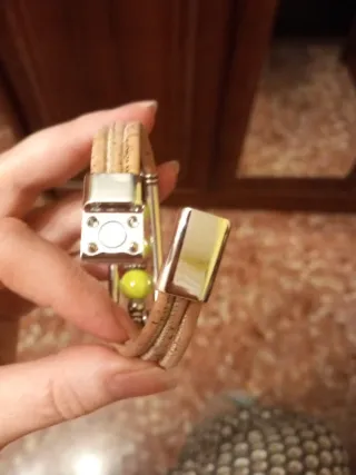Pulsera mujer beige y verde