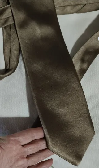 Corbata Seda color Visón dorado