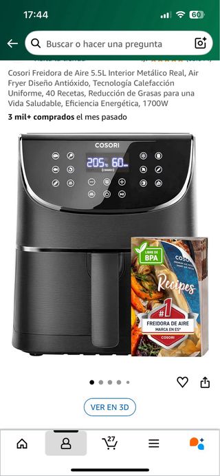 Freidora Cosori 5.5L Interior Metálico