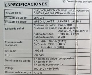 Reproductor DVD Lauson DV 139