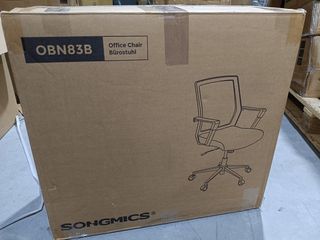 SONGMICS Silla giratoria de oficina, Silla de escritorio de malla Altura ajustable, Negro OBN83B