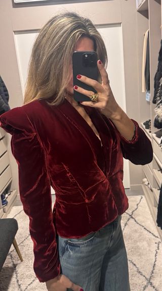 Chaqueta Zara Terciopelo Roja Talla S