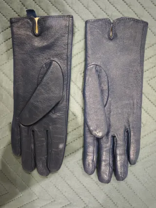 Guantes de cuero azul marino
