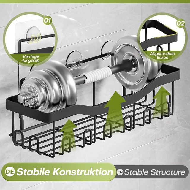 Organizador Ducha Sin Taladro 6 Piezas Negro