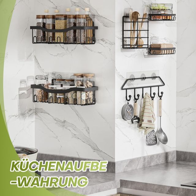 Organizador Ducha Sin Taladro 6 Piezas Negro