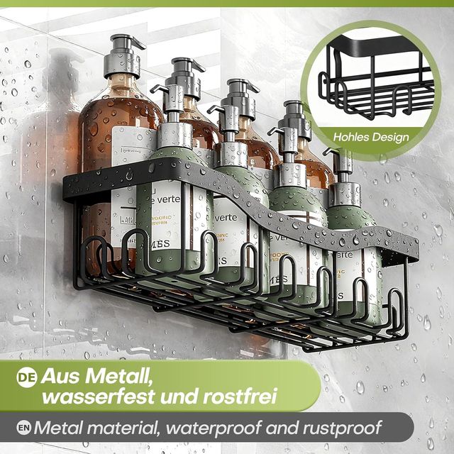 Organizador Ducha Sin Taladro 6 Piezas Negro