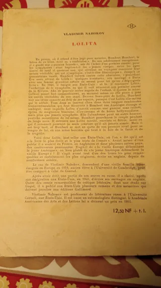 Lolita. Vladimir Nabokov. Edición francesa