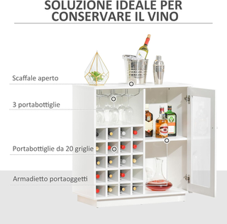 Mobile Portabottiglie per 20 Bottiglie, Porta Vini