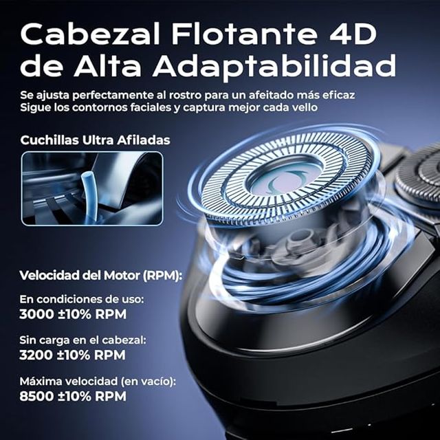 CITHOT Afeitadora Eléctrica Cabeza Flexible 4D LED