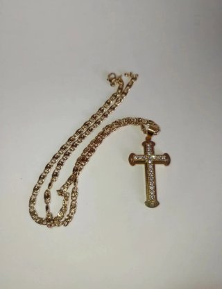 Collana dorata con crocifisso Brillantinata Croce